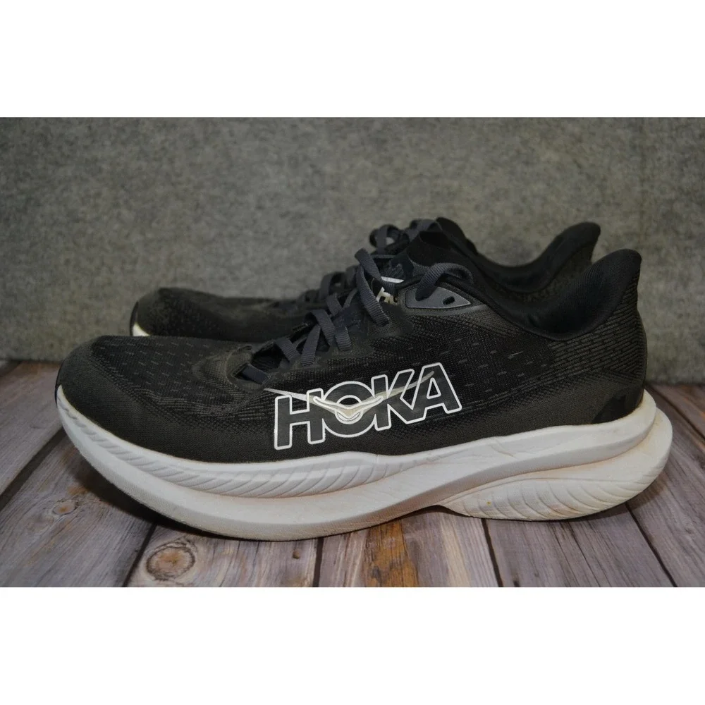 Hoka‎ One One Mach 6 Shoes Mens 11D Black White Running Sneakers 1147790 BWHT